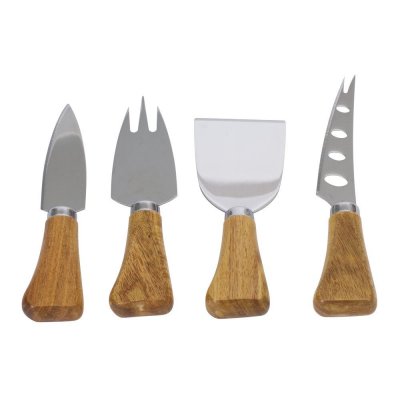 Coffret service fromage 4 couverts de service bois et inox multicolore
