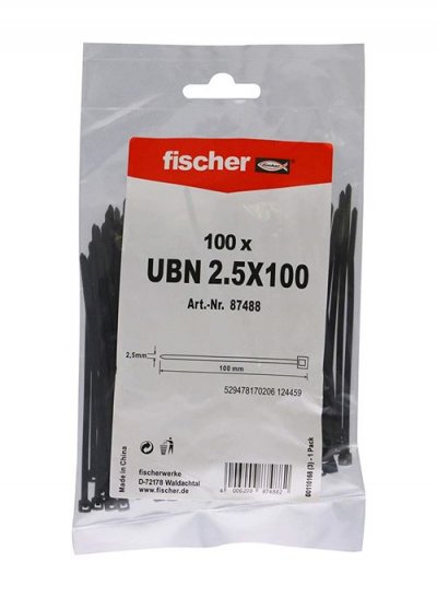 FISCHER Collier de serrage ubn  87488 (l x l) 100 mm x 2.5 mm couleur: noir 100 pc(s)