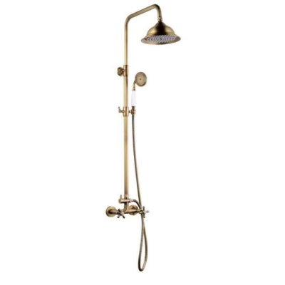 EDOUARD ROUSSEAU Colonne de douche avec robinet m&eacute;langeur retro - vieux-bronze