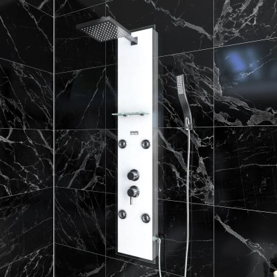 AURLANE Colonne de douche hydromassante blanc Galedo Glass