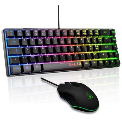THE G LAB Combo gaming 2 en 1 Hydrogen Clavier Azerty filaire + Souris filaire Noir