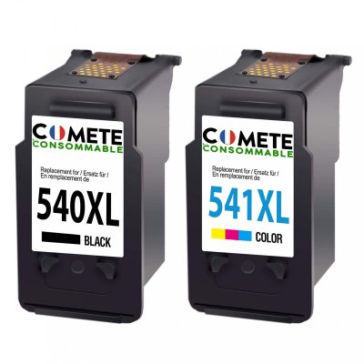 COMETE CONSOMMABLE COMETE - 540/541 : 2 Cartouches d'encres compatibles avec CANON - Marque fran&ccedil;aise