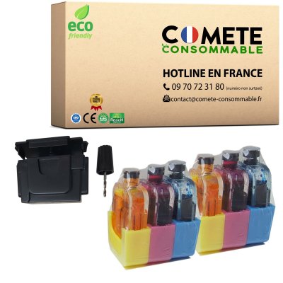 COMETE CONSOMMABLE  1 kit de recharge compatible avec hp 301 302 304 305 62xl couleur