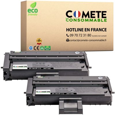  Comete consommable sp100 2 toners compatibles avec ricoh sp100 407166 noir
