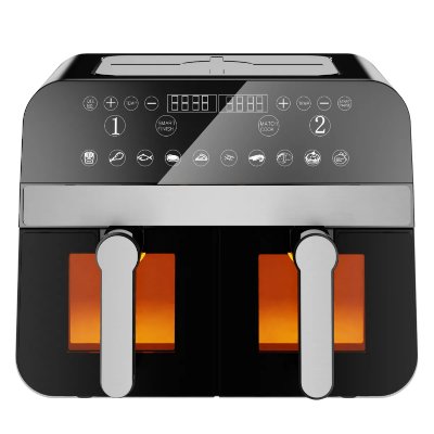 COMFY NEST  Friteuse &agrave; air CNAFD45WB 2400W avec double panier et fen&ecirc;tre - Gris et Noir