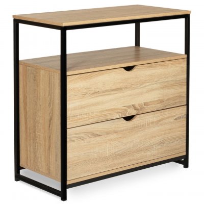 Commode 2 tiroirs detroit design industriel avec &eacute;tag&egrave;re