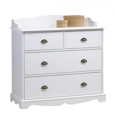 BEAUX MEUBLES PAS CHERS Commode 4 Tiroirs Blanche + Cr&eacute;dence