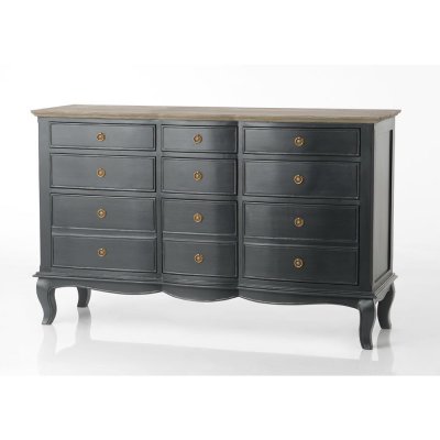 Commode 9 tiroirs MADDY 140X45X90 cm gris - - Gris - Bois