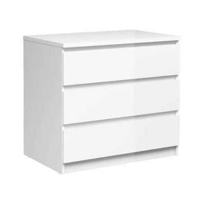 Commode &agrave; trois tiroirs, coloris blanc brillant, 77 x 70 x 50 cm