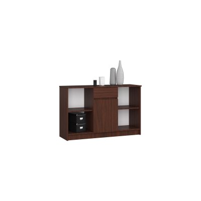 Commode akord b17 weng&eacute; 120 cm 1 porte 1 tiroir fa&ccedil;ade weng&eacute; 6 &eacute;tag&egrave;res 120x40x77 cm