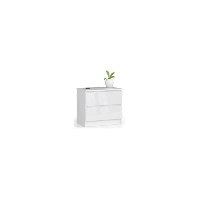 Commode akord k60 blanche 60 cm 2 tiroirs fa&ccedil;ade blanche brillante 60x40x55 cm