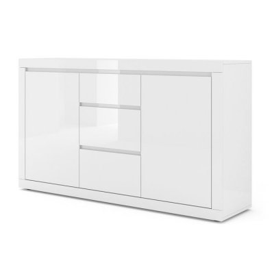 PETITS MEUBLES Commode Bella Blanc 2 Portes 3 tiroirs 89x150x40cm