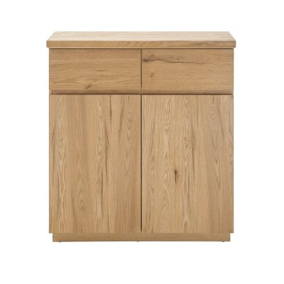 Commode d'entr&eacute;e avec 2 portes coloris ch&ecirc;ne - longueur 90 x hauteur 95 x profondeur 41 cm