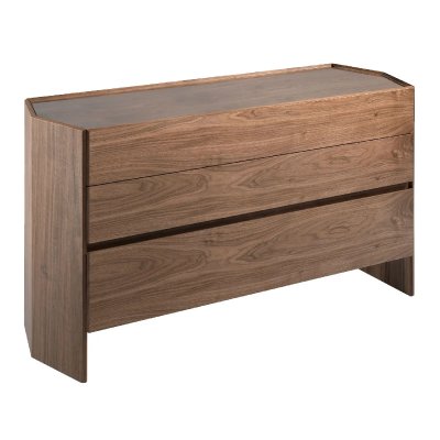 Commode de noyer et verre 7073C, 143 x 50 x 75 cm. -