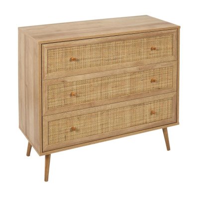 Commode En Bois 3 Tiroirs ""bali"" 90cm Naturel - Paris Prix Beige