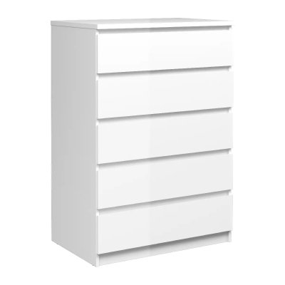 Commode en georgette 77x50h1113 cm Blanc brillant