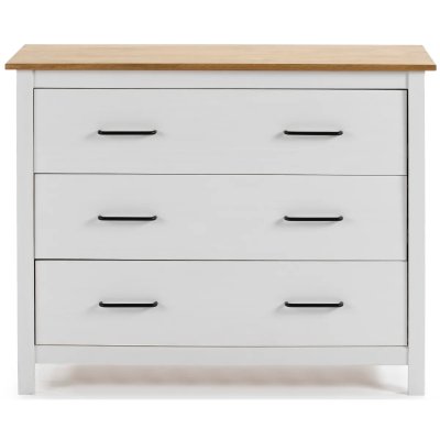 Commode en pin massif - Blanc et ch&ecirc;ne - 100 x 40 x 80 cm