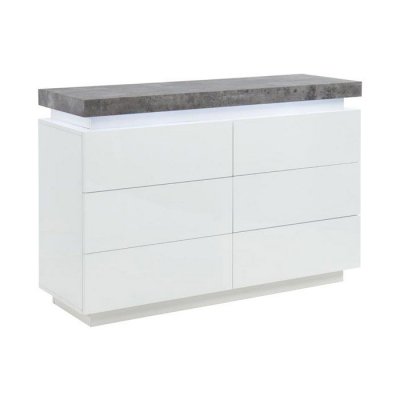 Commode HALO II - 6 tiroirs - MDF laqu&eacute; - Avec LEDs - Coloris : Blanc et b&eacute;ton