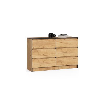 Commode K120 Ch&ecirc;ne Craft 120 cm 6 tiroirs fa&ccedil;ade Ch&ecirc;ne Craft 120x40x77 cm
