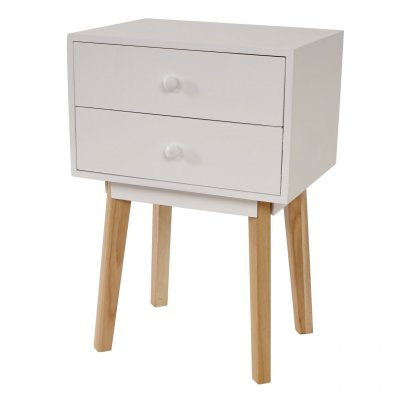 Commode Malm&ouml; T271, armoire, table d'appoint, design r&eacute;tro 59x40x30cm blanc 