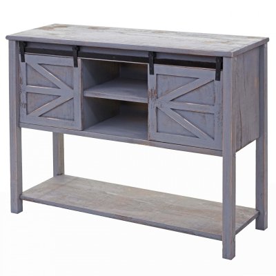 Commode MENDLER HWC-D57 81x102x34cm style shabby vintage gris fonc&eacute;