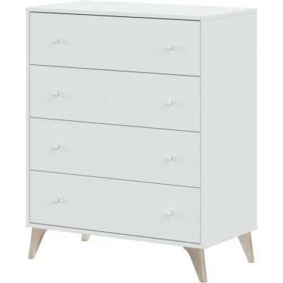 Commode scandinave zora 4 tiroirs l77,5cm x p40cm x h95cm - blanc