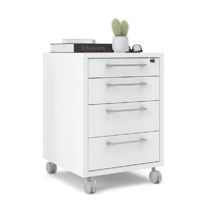 Commode sur roulettes, coloris blanc, 48,2 x 68,2 x 49,1 cm