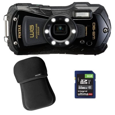 PENTAX Compact &eacute;tanche WG-90 Noir + Etui + SD 8 Go 