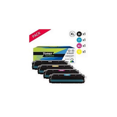 TONER SERVICES Compatible HP 203X Pack de 4 toners Noir, cyan, magenta et jaune XL
