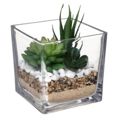 Composition ""plante artificielle"" 15cm transparent