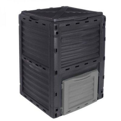 LINXOR Composteur, bac, poubelle &agrave; compost de jardin - 300 L - Noir et Gris