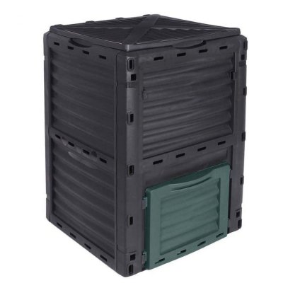 LINXOR Composteur, bac, poubelle &agrave; compost de jardin - 300 L - Noir et Vert