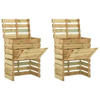 VIDAXL Composteur de jardin &agrave; lattes 2 pcs 80x50x100 cm Pin impr&eacute;gn&eacute;