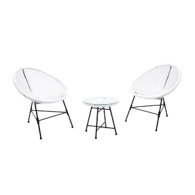 CONCEPT USINE  Acapulco : Ensemble 2 fauteuils oeuf + table basse blanc