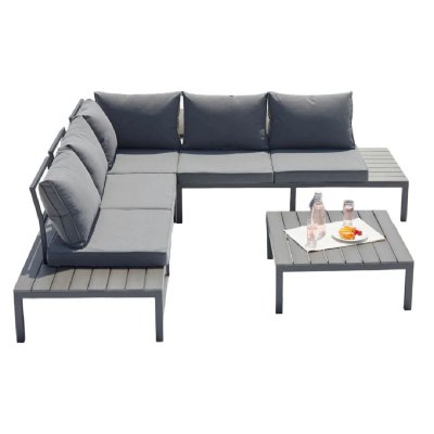 CONCEPT USINE  - Fira, Salon de Jardin en Aluminium Gris fonc&eacute;