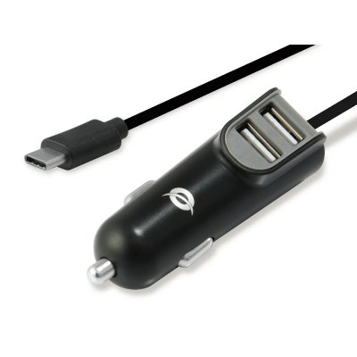 CONCEPTRONIC  2xusb+usb C 15.5w Car Charger Noir
