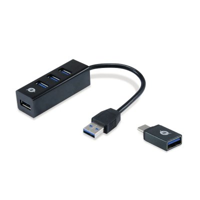 CONCEPTRONIC  hubbies concentrador usb 3.0 x4 con adaptador otg usb-c