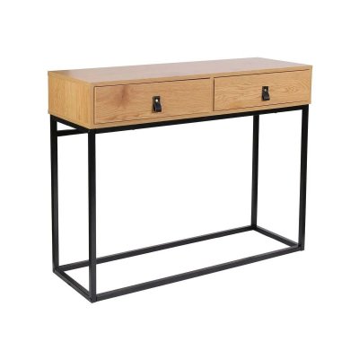 Console 2 tiroirs 100x35x80,5 cm en bois et m&eacute;tal - MICKY