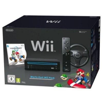 Console Wii noire Nintendo + Wiimote Plus + Mario Kart Wii + Volant