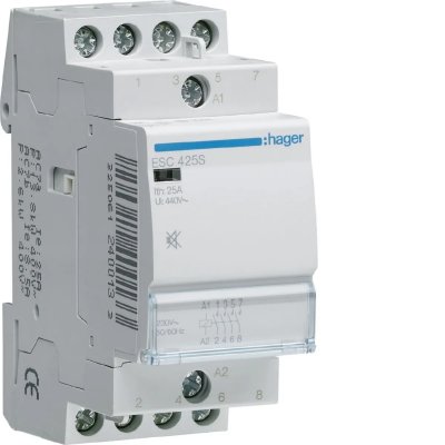 HAGER Contacteur silencieux - 4P - 230V - 25A - 4F