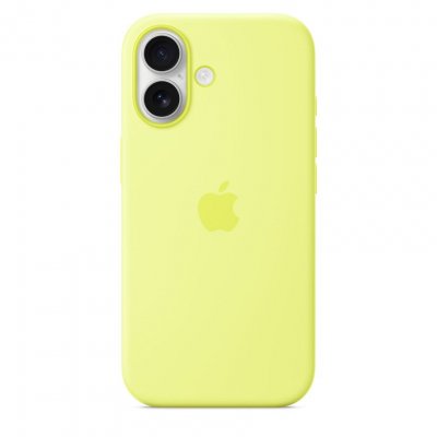 Coque Apple en silicone avec MagSafe jaune fluo pour iPhone 17