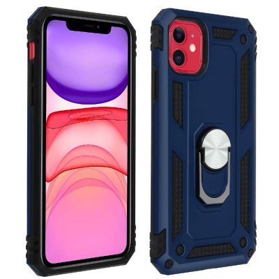 AVIZAR Coque Apple iPhone 11 Antichoc Bi-mati&egrave;re avec Bague Support Vid&eacute;o Bleu nuit 