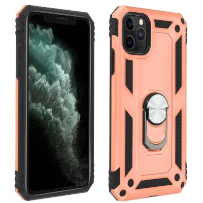 AVIZAR Coque Apple Iphone 11 Pro Max Antichoc Bi-Mati&egrave;re Bague Support Vid&eacute;o Rose Gold