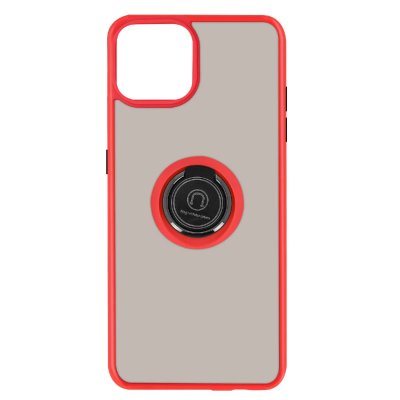 AVIZAR Coque Apple iPhone 13 Pro Max Bi-mati&egrave;re Bague M&eacute;tallique Support rouge