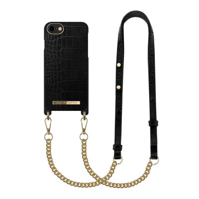 IDEAL OF SWEDEN Coque Bandouli&egrave;re pour iPhone SE 2022, 2020 et 8, 7, 6S, 6 Necklace Black Croco