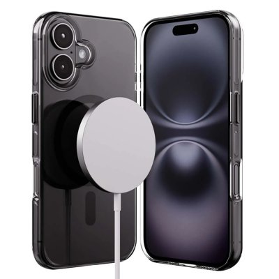 CRONG Coque Clear MAG Pro pour iPhone 16 Compatible MagSafe Noir transparent - Neuf