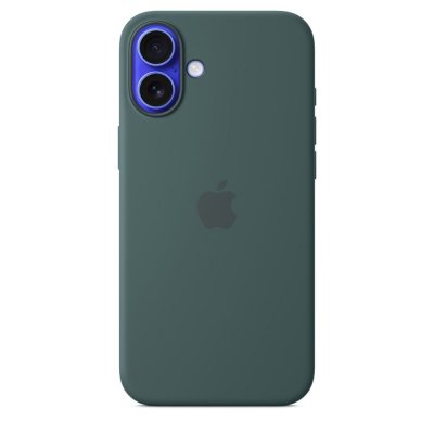 APPLE Coque en silicone avec MagSafe pour iPhone 16 Plus Vert lacustre 