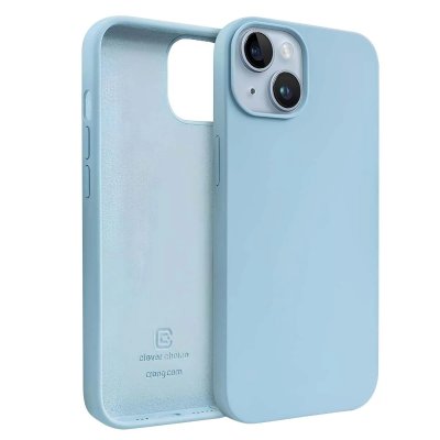 CRONG Coque en Silicone Liquide pour iPhone 14 Plus Anti-Choc Flexible  Bleu clair