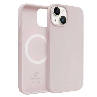 CRONG Coque en Silicone Liquide pour iPhone 14 Plus Anti-Choc Flexible Rose clair - Neuf