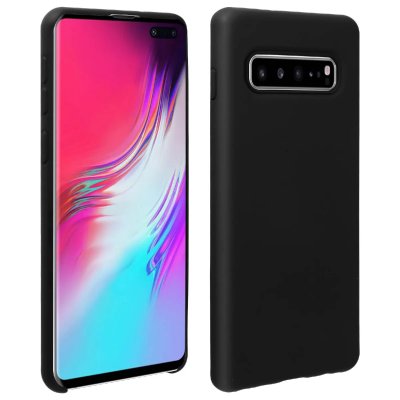 AVIZAR Coque en silicone semi-rigide noir mat  pour Samsung Galaxy S10 Plus